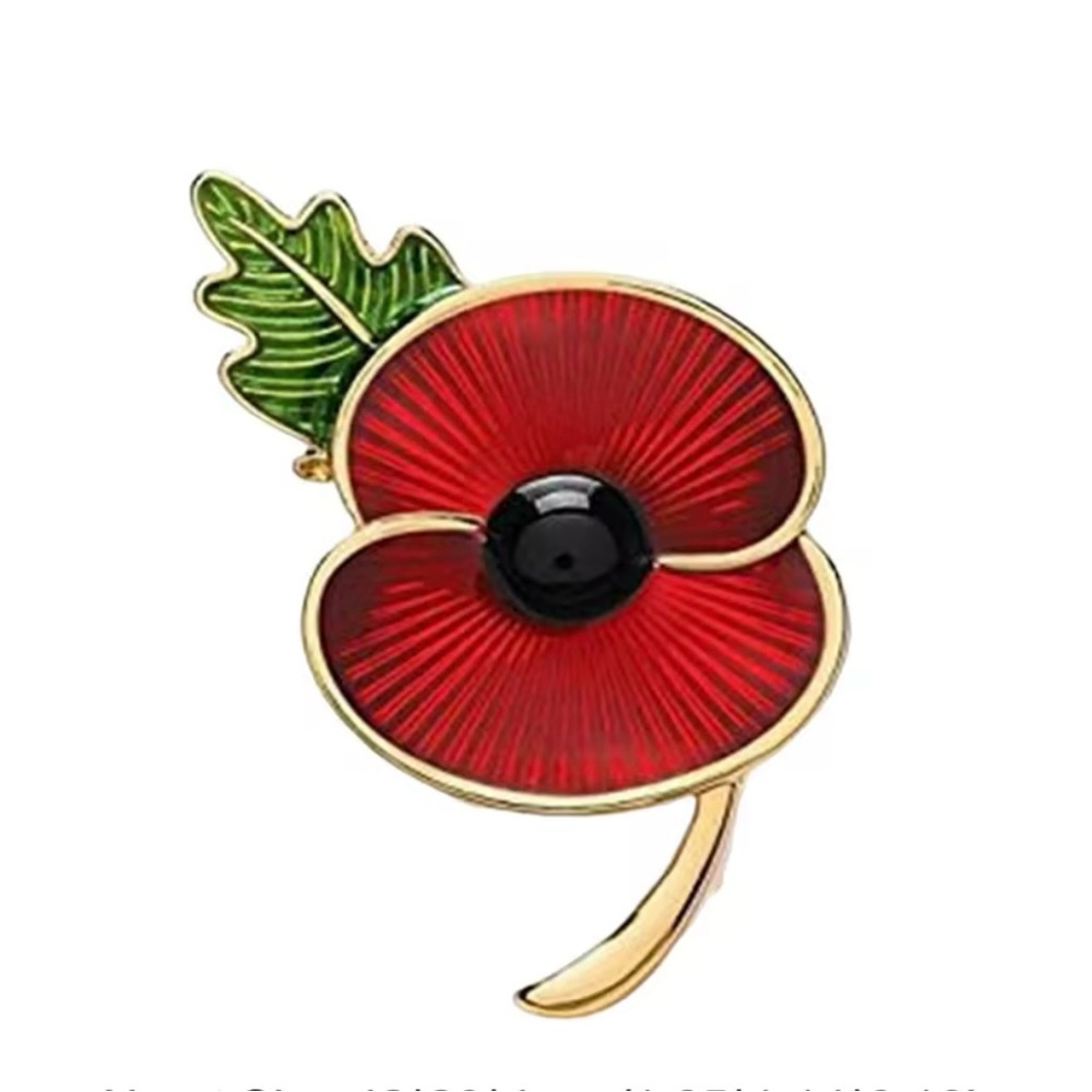 **Banquet Clothes Lapel Pin - Poppy Stem Themed Brooch**